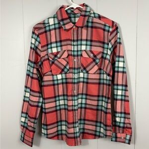 NWT Eddie Bauer Red Blue White Flannel Button Down Top 2016 Vibes Small Cottage